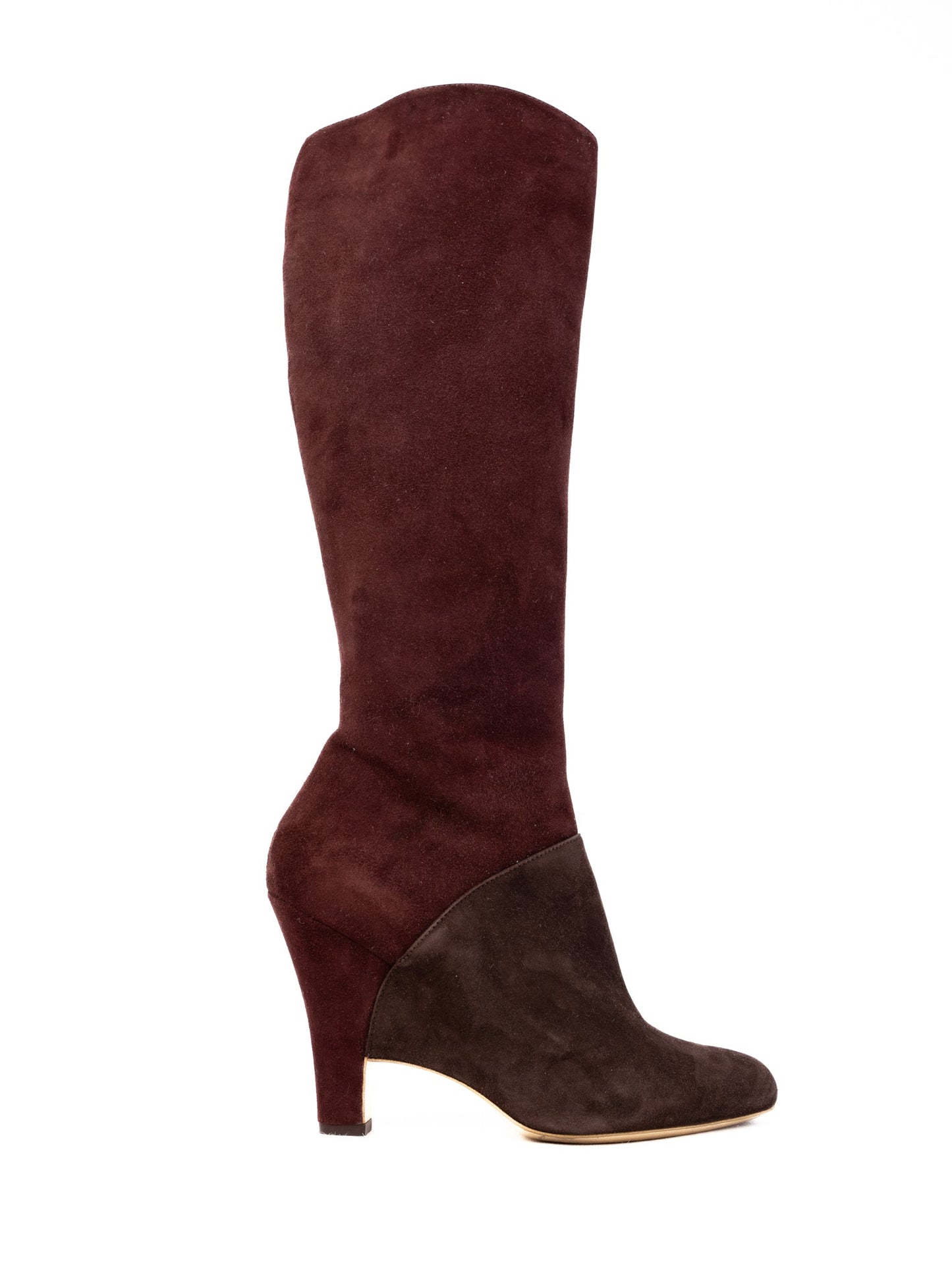 excellent salvatore ferragamo two-tone knee-high suede boots size 39.5