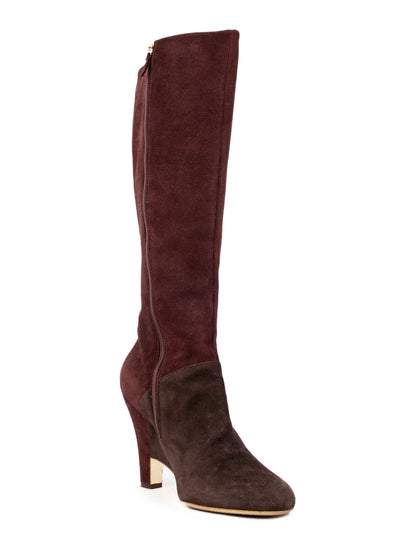 Excellent Salvatore Ferragamo Two-Tone Knee-High Suede Boots Size 39.5