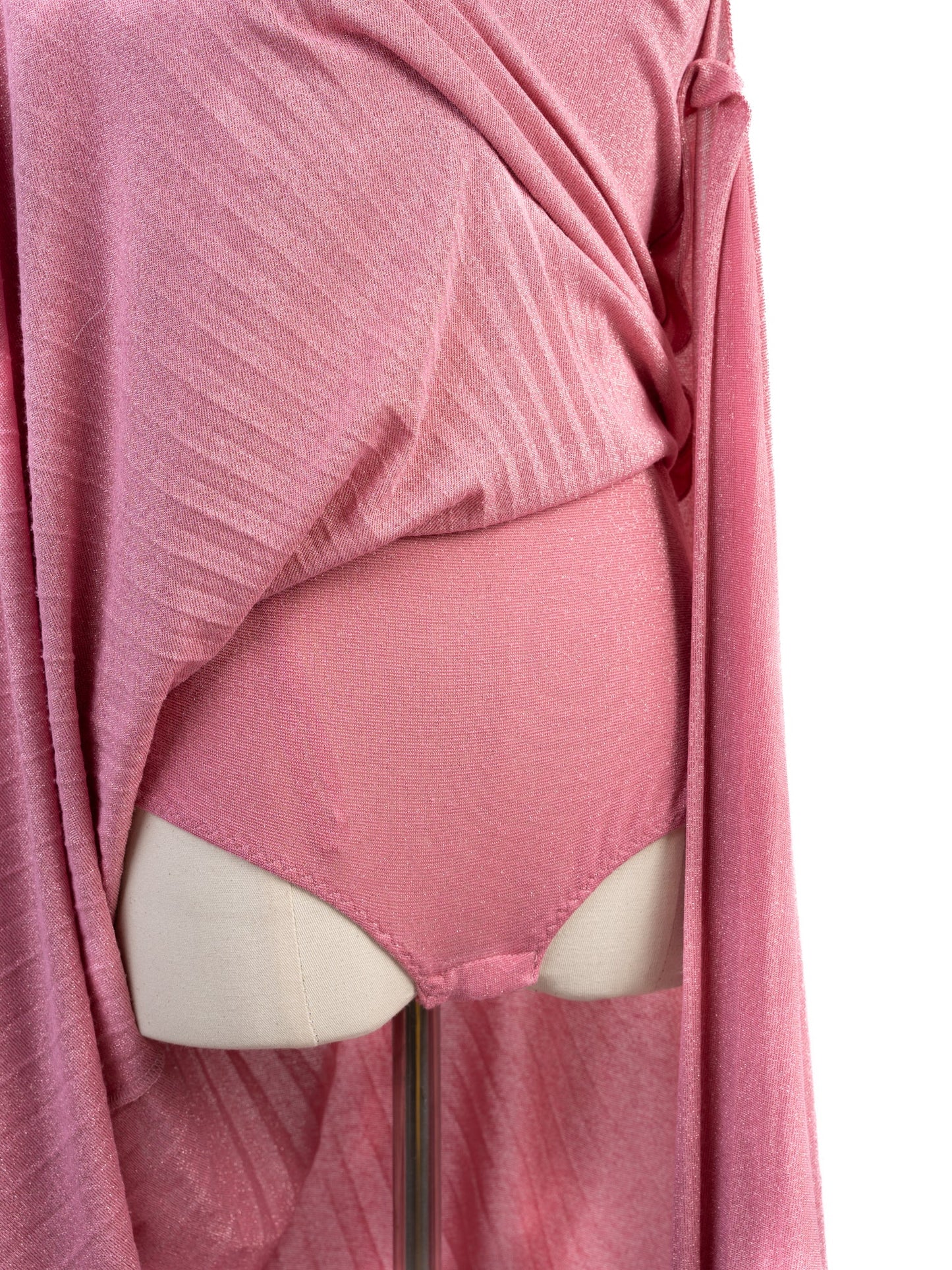 excellent elisabetta franchi pink evening gown with v-neck & asymmetric sleeves