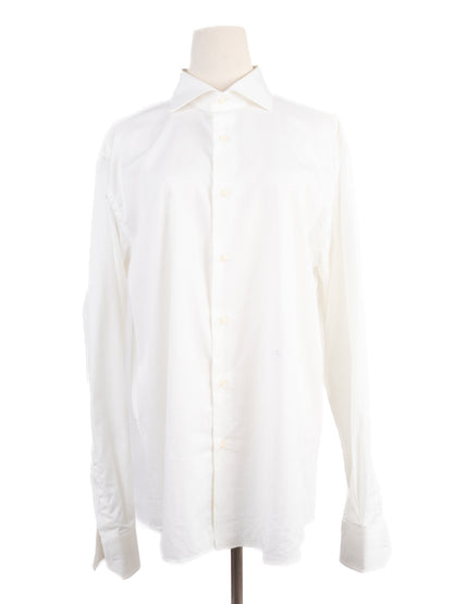 Trussardi Men's XL White Long-Sleeved Cotton Shirt - Excellent Condition