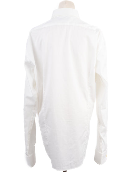 Trussardi Men's XL White Long-Sleeved Cotton Shirt - Excellent Condition