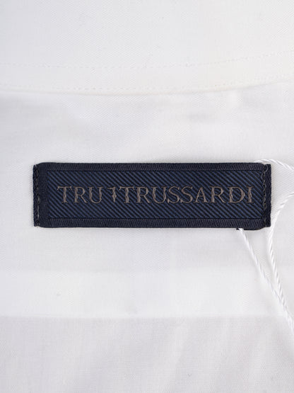 Trussardi Men's XL White Long-Sleeved Cotton Shirt - Excellent Condition