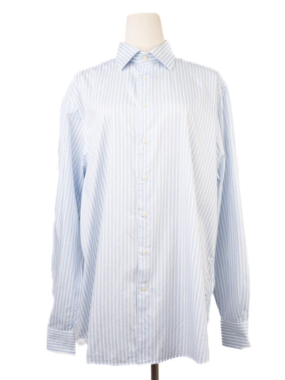 Excellent Hackett Blue Striped Cotton Shirt Size XL