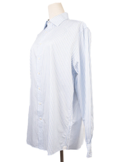 Excellent Hackett Blue Striped Cotton Shirt Size XL