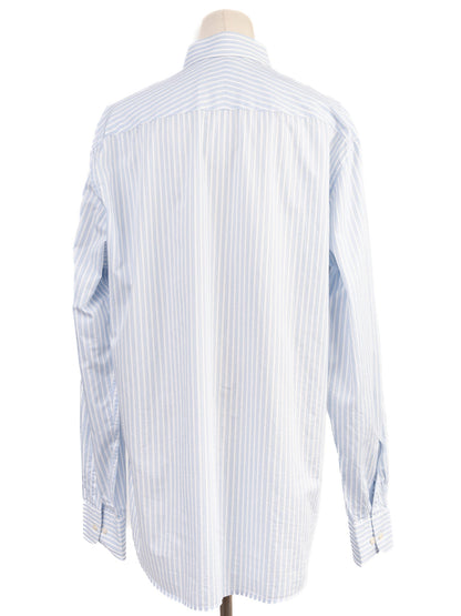 Excellent Hackett Blue Striped Cotton Shirt Size XL