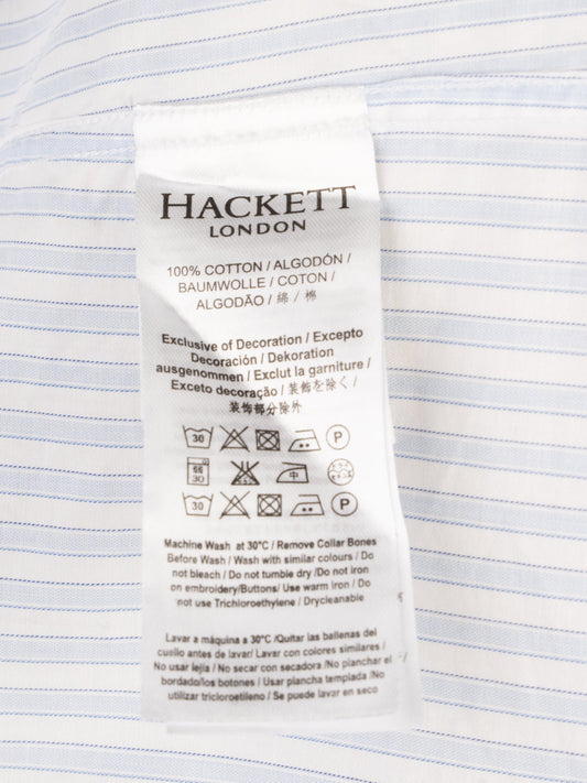 Excellent Hackett Blue Striped Cotton Shirt Size XL
