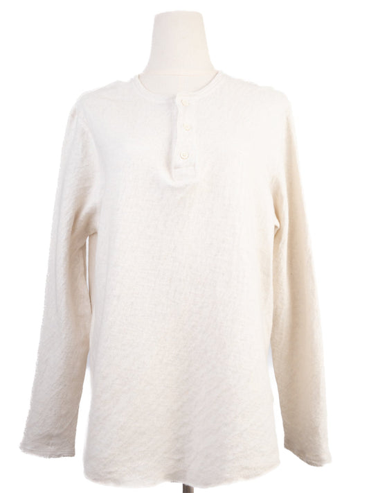Excellent Vince Cream Wool Long Sleeve Henley Shirt for Men