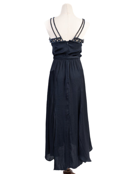 Excellent Maje Black Silk Sleeveless Dress Size S with Bead Detailing