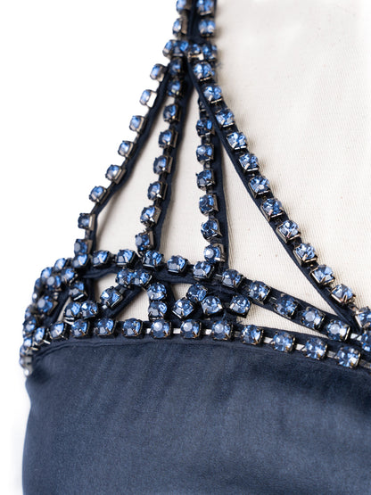 Excellent Maje Black Silk Sleeveless Dress Size S with Bead Detailing