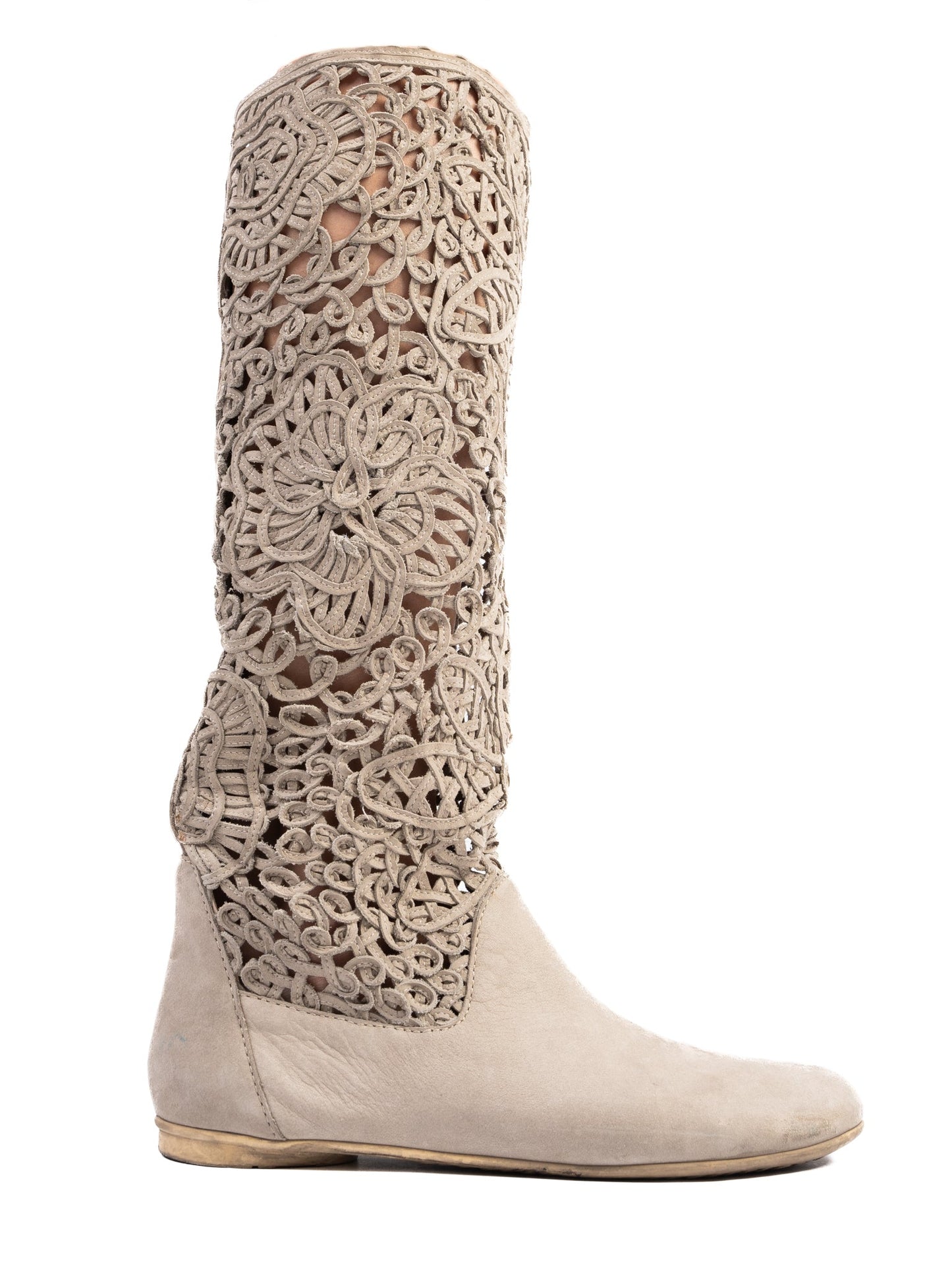 excellent greymer gray nubuck knee-high boots unique design