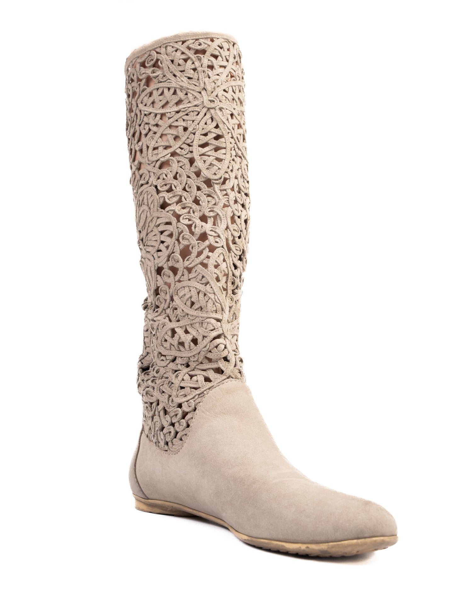 excellent greymer gray nubuck knee-high boots unique design