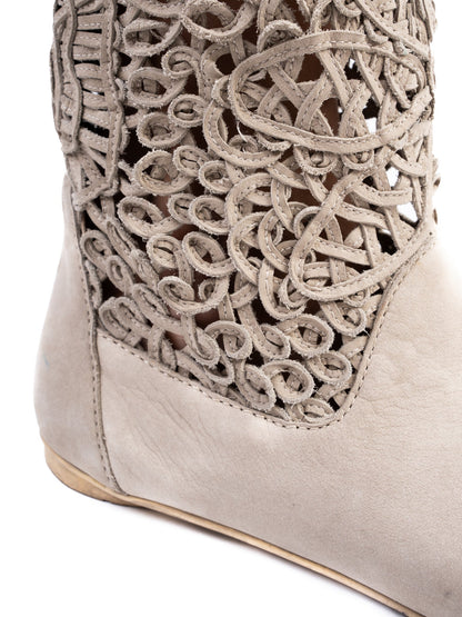 Excellent Greymer Gray Nubuck Knee-High Boots Unique Design