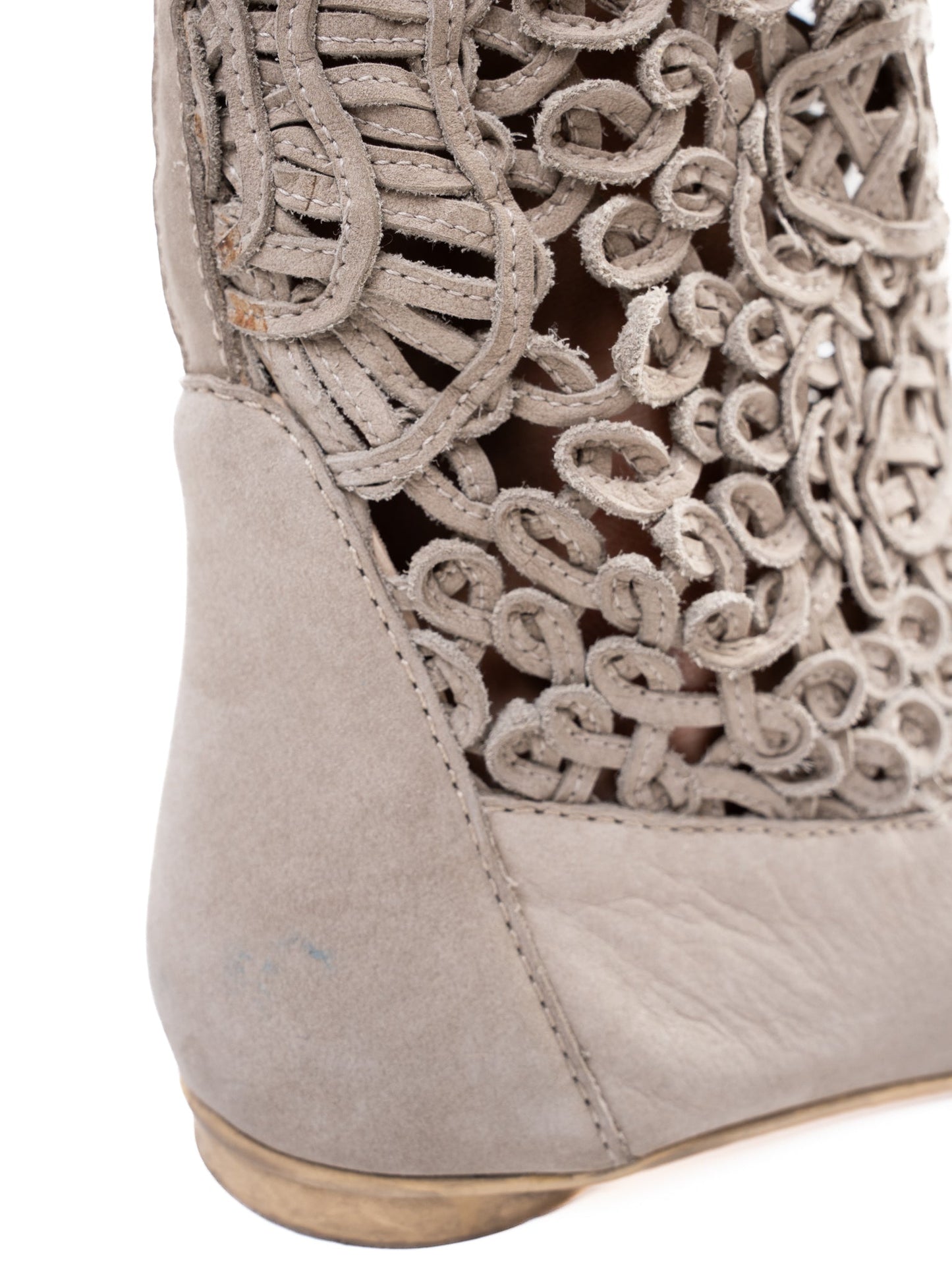 excellent greymer gray nubuck knee-high boots unique design