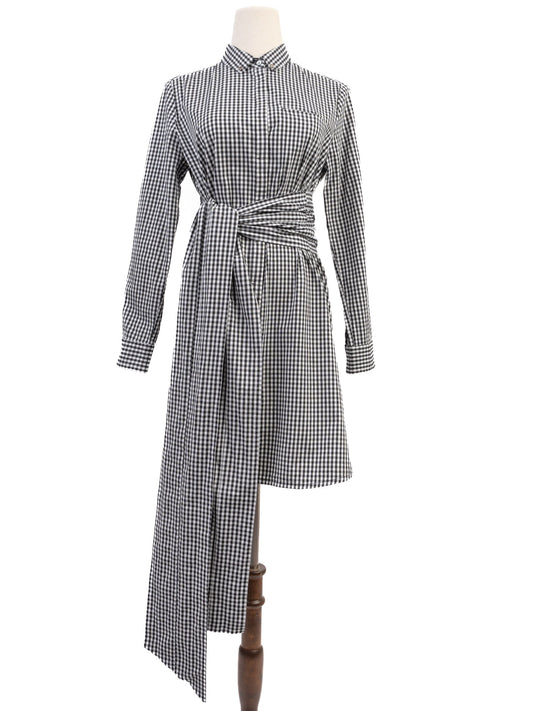 Good Marella Black and White Checkered Long-Sleeve Dress Size M