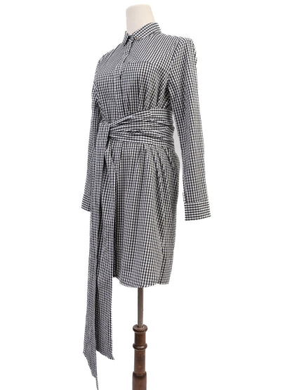 Good Marella Black and White Checkered Long-Sleeve Dress Size M