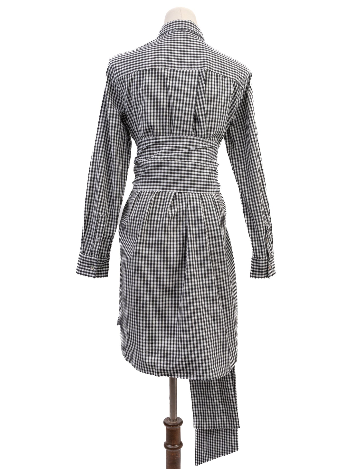 good marella black and white checkered long-sleeve dress size m