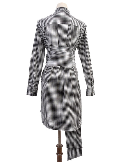 Good Marella Black and White Checkered Long-Sleeve Dress Size M