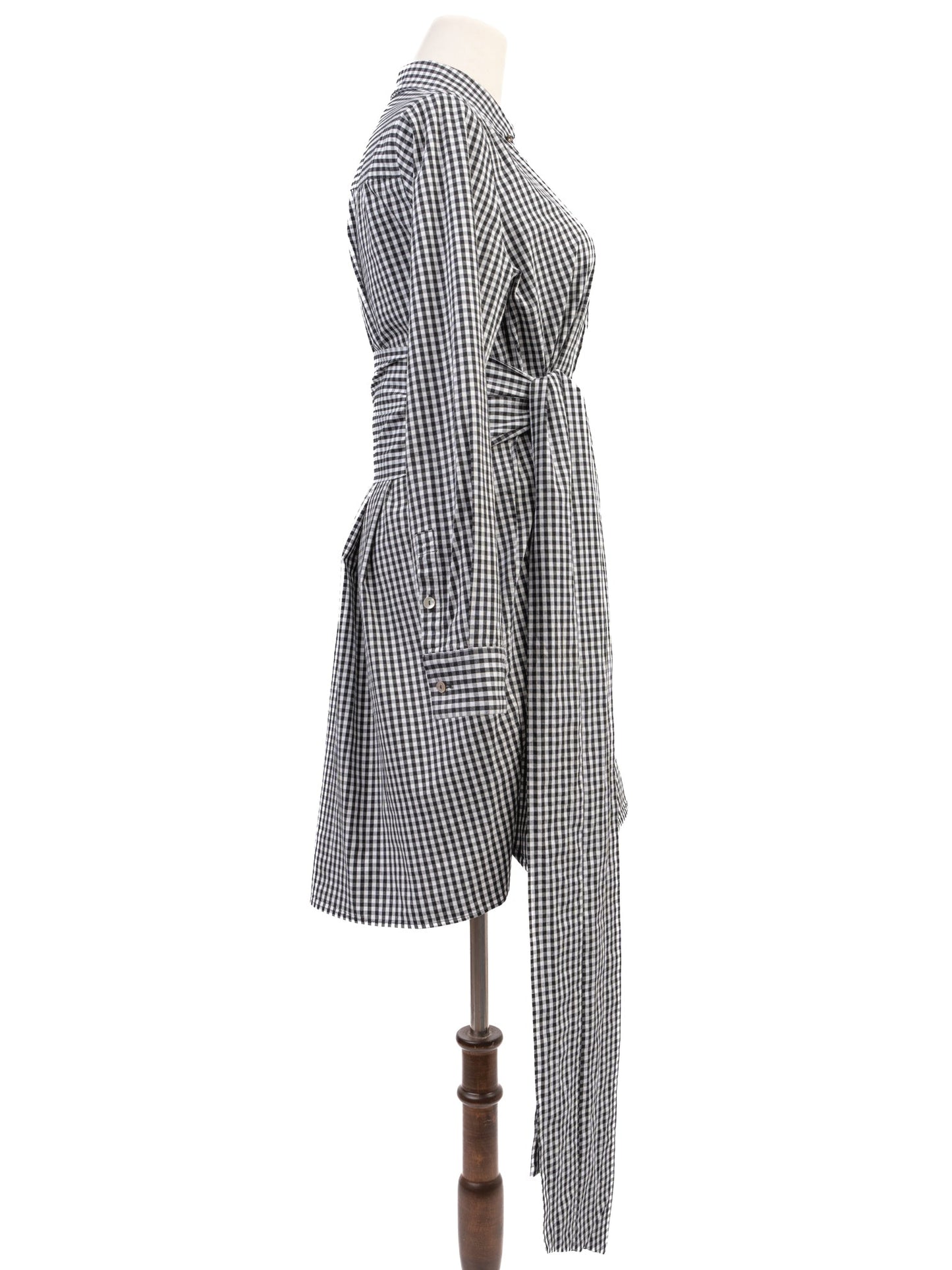 good marella black and white checkered long-sleeve dress size m