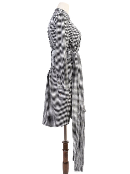Good Marella Black and White Checkered Long-Sleeve Dress Size M