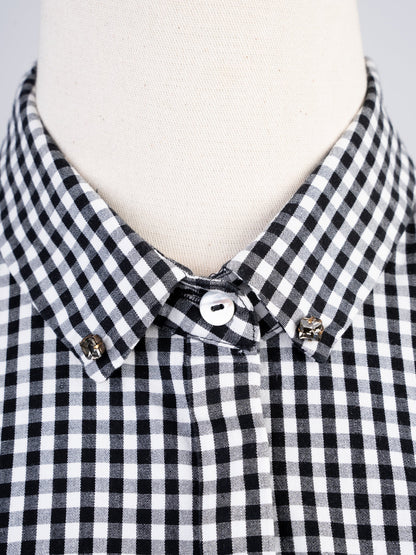 Good Marella Black and White Checkered Long-Sleeve Dress Size M
