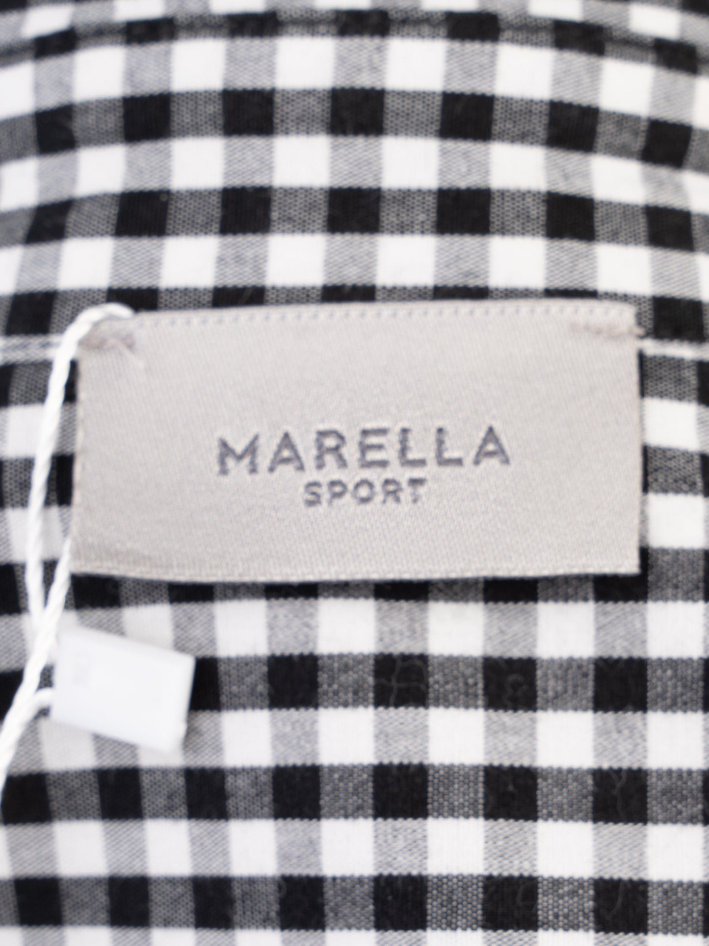 good marella black and white checkered long-sleeve dress size m