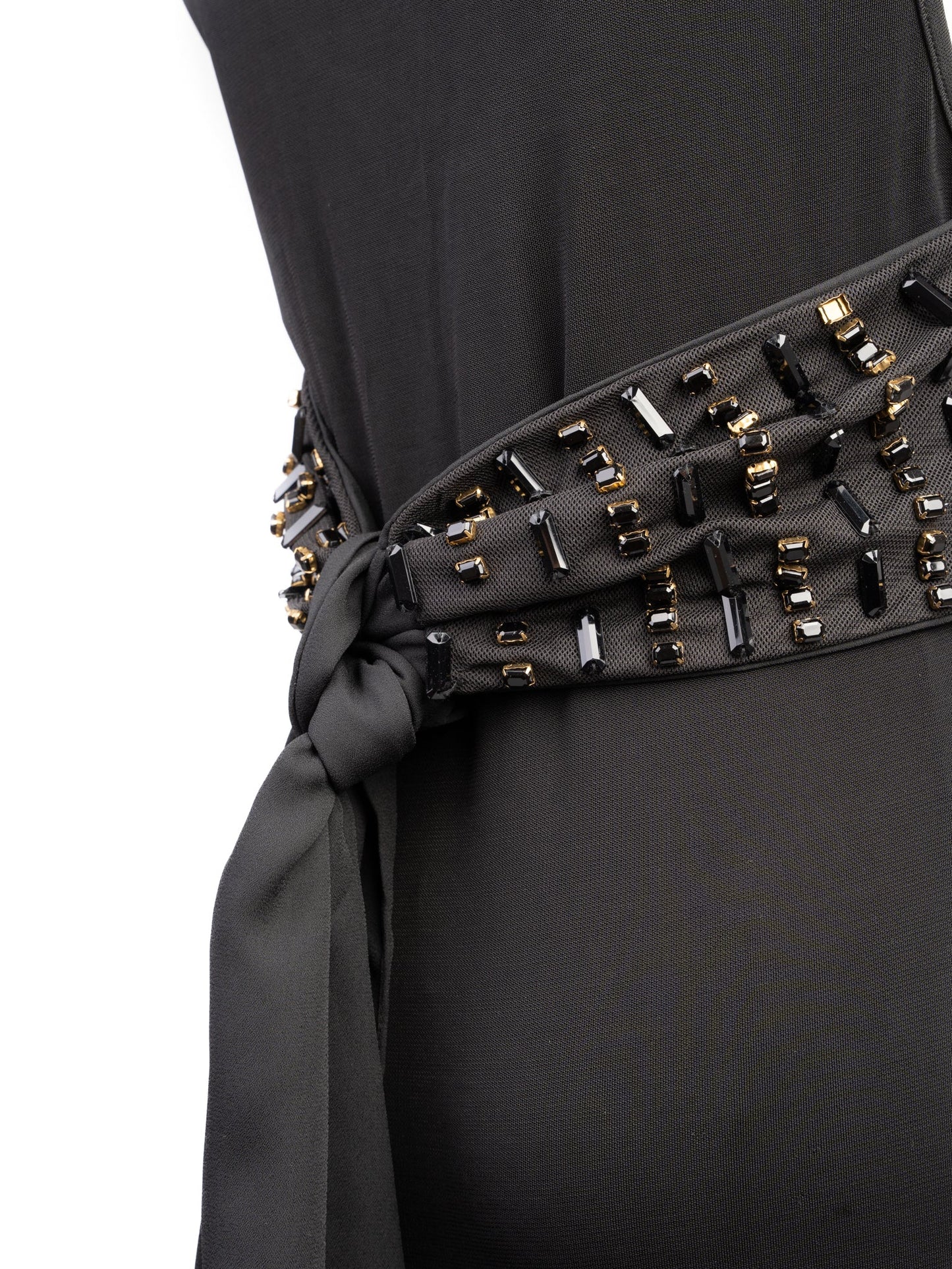 excellent pierre cardin black viscose gown size xs with embellishments