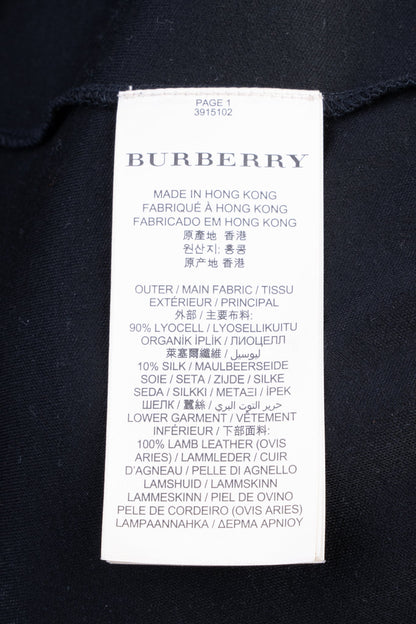 Excellent Burberry Black Silk Dress Size L with Leather Skirt