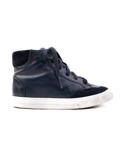 Excellent Burberry Blue Leather High-Top Sneakers for Kids Size 28