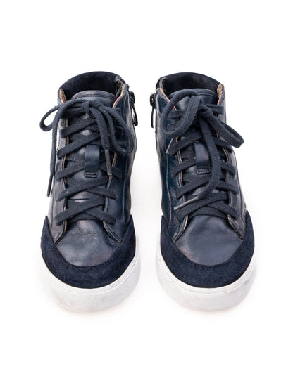 Excellent Burberry Blue Leather High-Top Sneakers for Kids Size 28