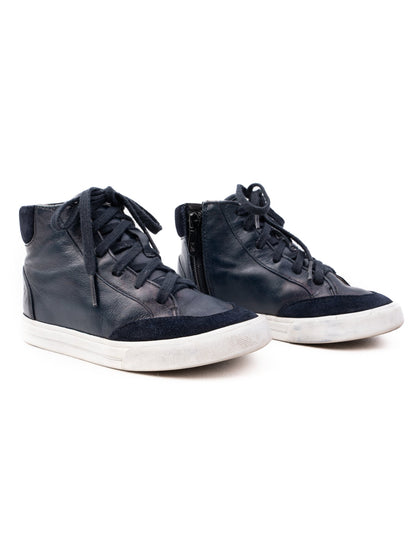 Excellent Burberry Blue Leather High-Top Sneakers for Kids Size 28