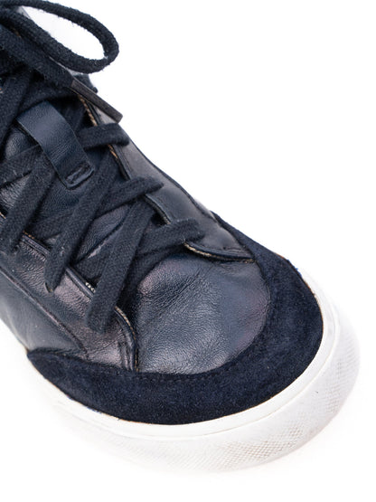 Excellent Burberry Blue Leather High-Top Sneakers for Kids Size 28