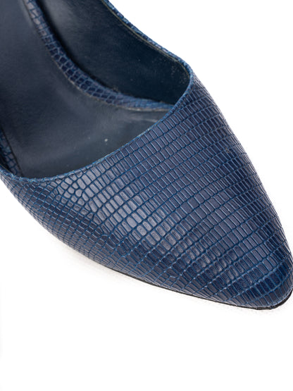 Excellent Max Mara Blue Leather High Heels Chunky Block Heel