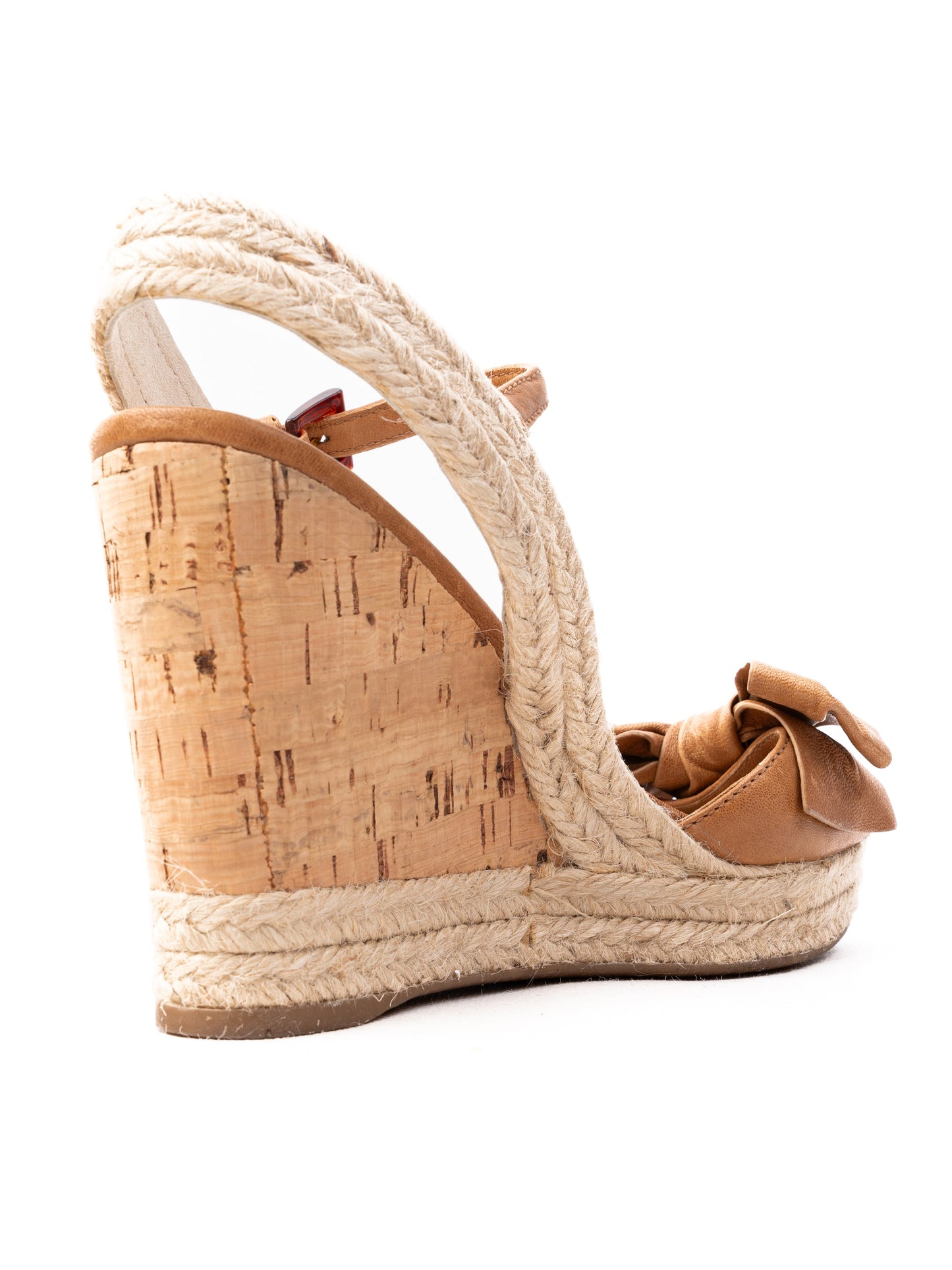 perfect prada orange textile wedge sandals with cork heel