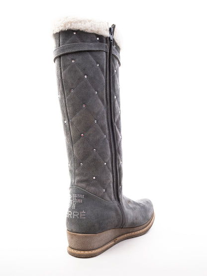 Perfect Gianfranco Ferrè Gray Leather Quilted Boots Size 39
