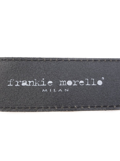 Frankie Morello Black Leather Belt with Ornate Metal Buckle