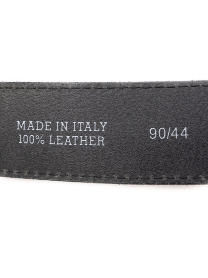 Frankie Morello Black Leather Belt with Ornate Metal Buckle