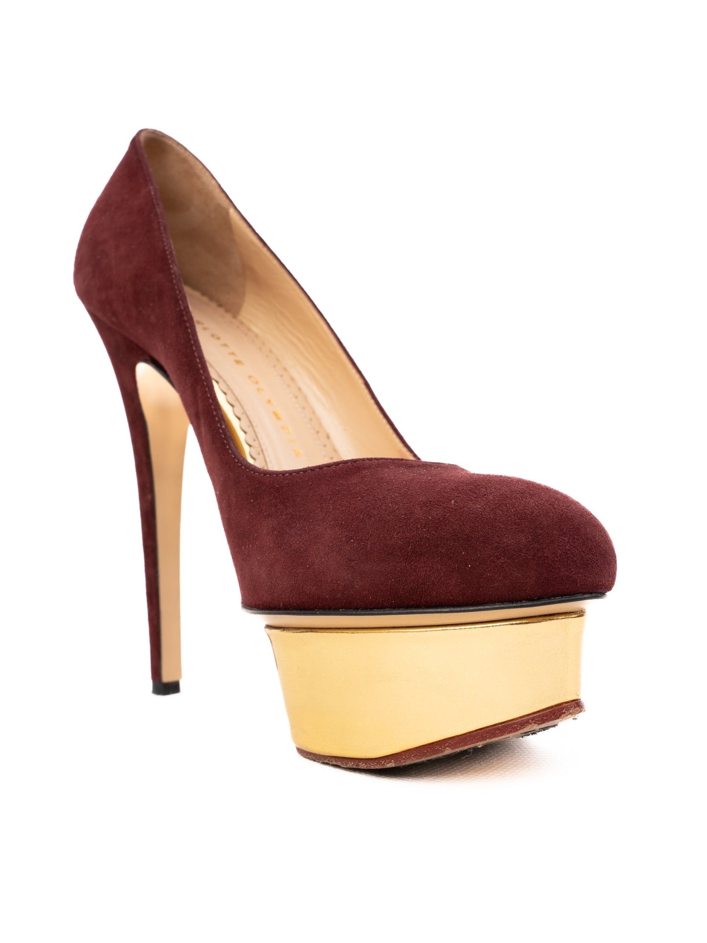 excellent charlotte olympia red leather platform pumps size 38