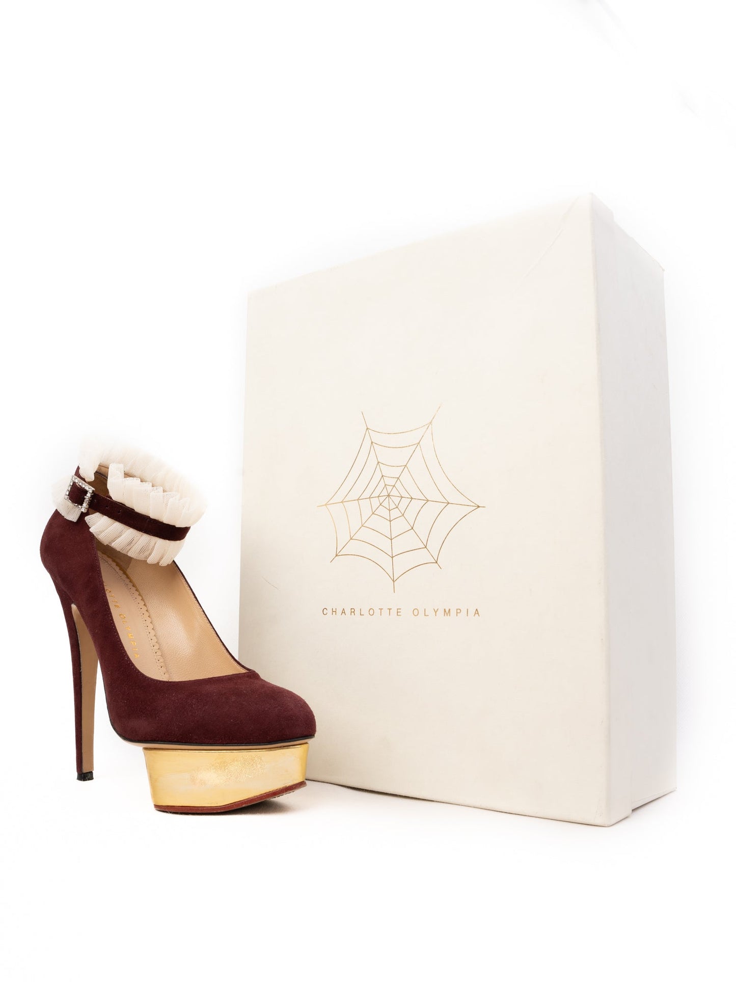 excellent charlotte olympia red leather platform pumps size 38