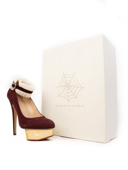 Excellent Charlotte Olympia Red Leather Platform Pumps Size 38