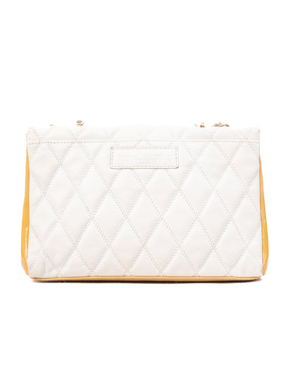 Excellent Russell Bromley White Leather Quilted Handbag with Chain Strap