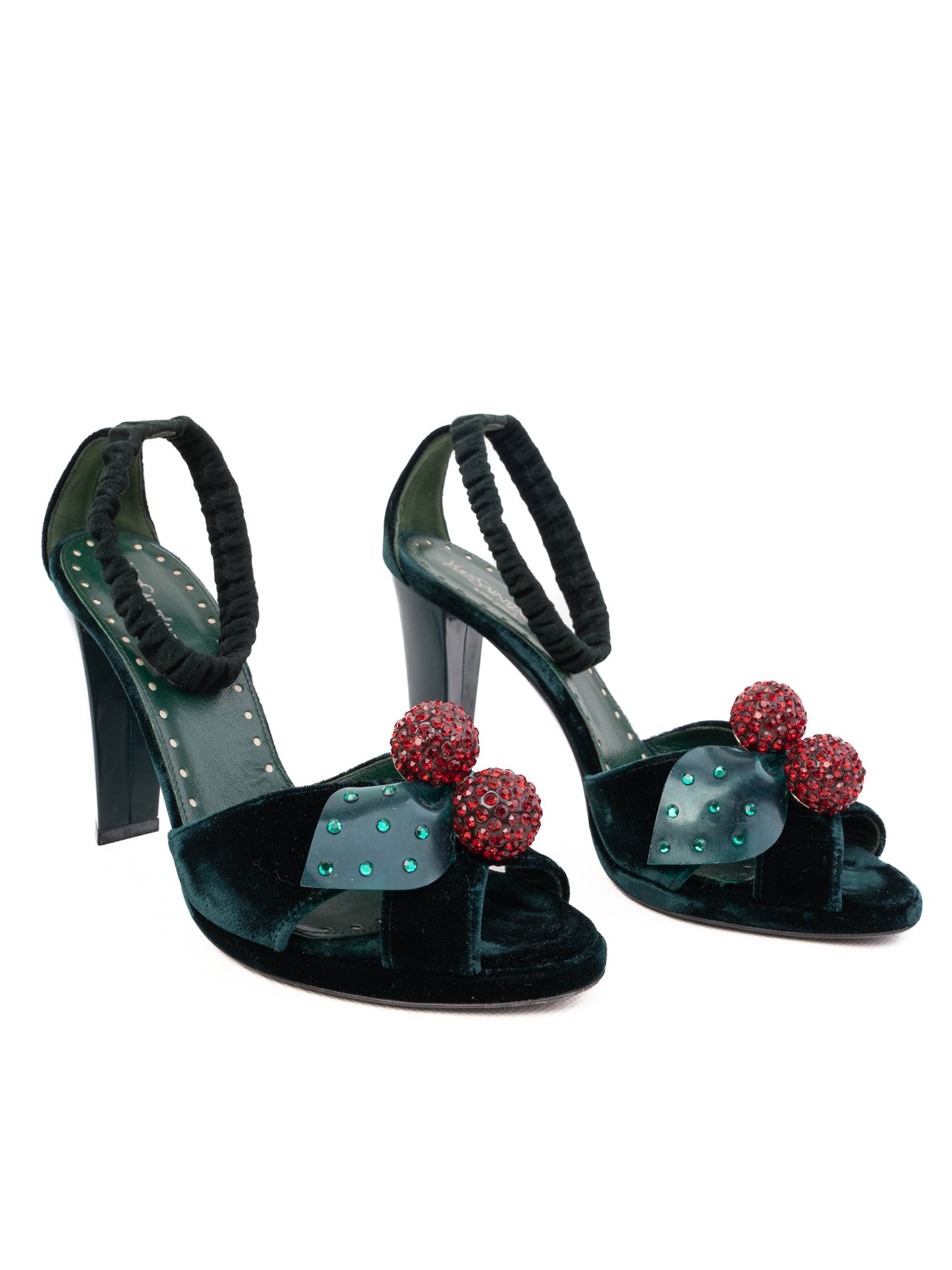 perfect yves saint laurent green velvet heels size 37.5 women