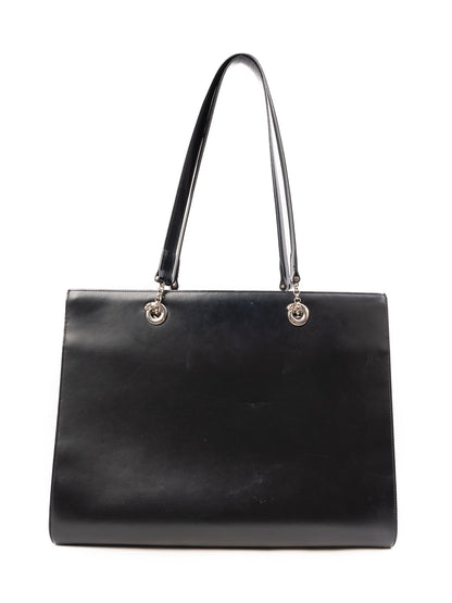 Excellent Cartier Black Leather Handbag with Silver Hardware