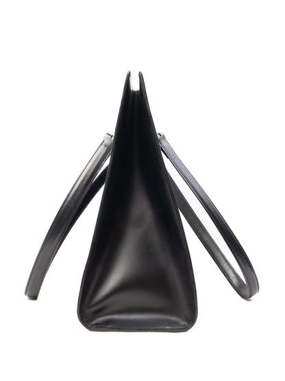 Excellent Cartier Black Leather Handbag with Silver Hardware
