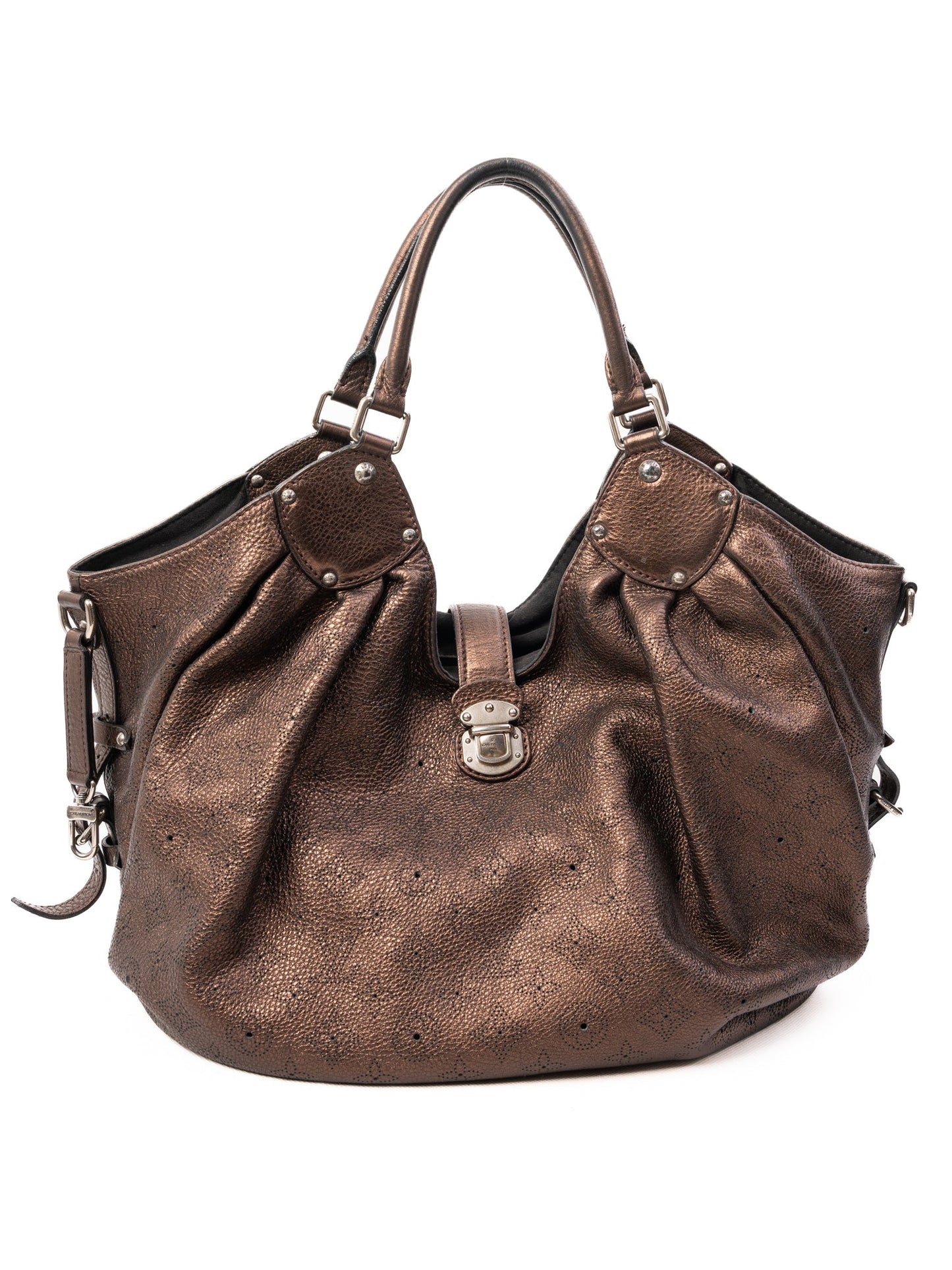 excellent louis vuitton orange leather handbag with metal hardware