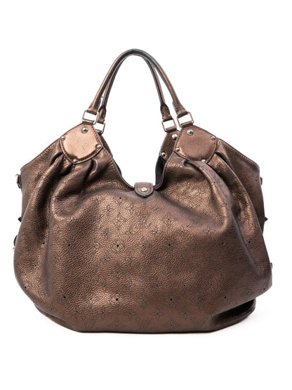 Excellent Louis Vuitton Orange Leather Handbag with Metal Hardware