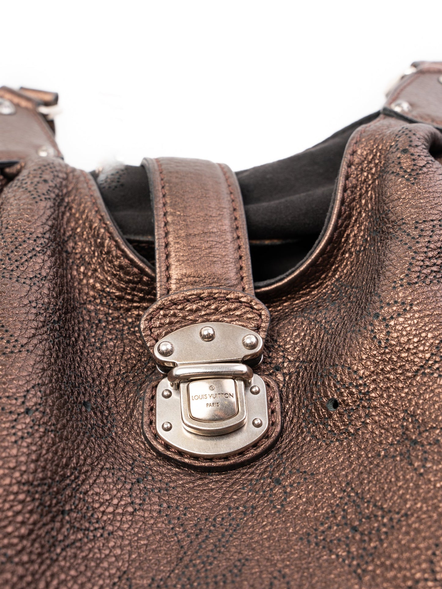 excellent louis vuitton orange leather handbag with metal hardware