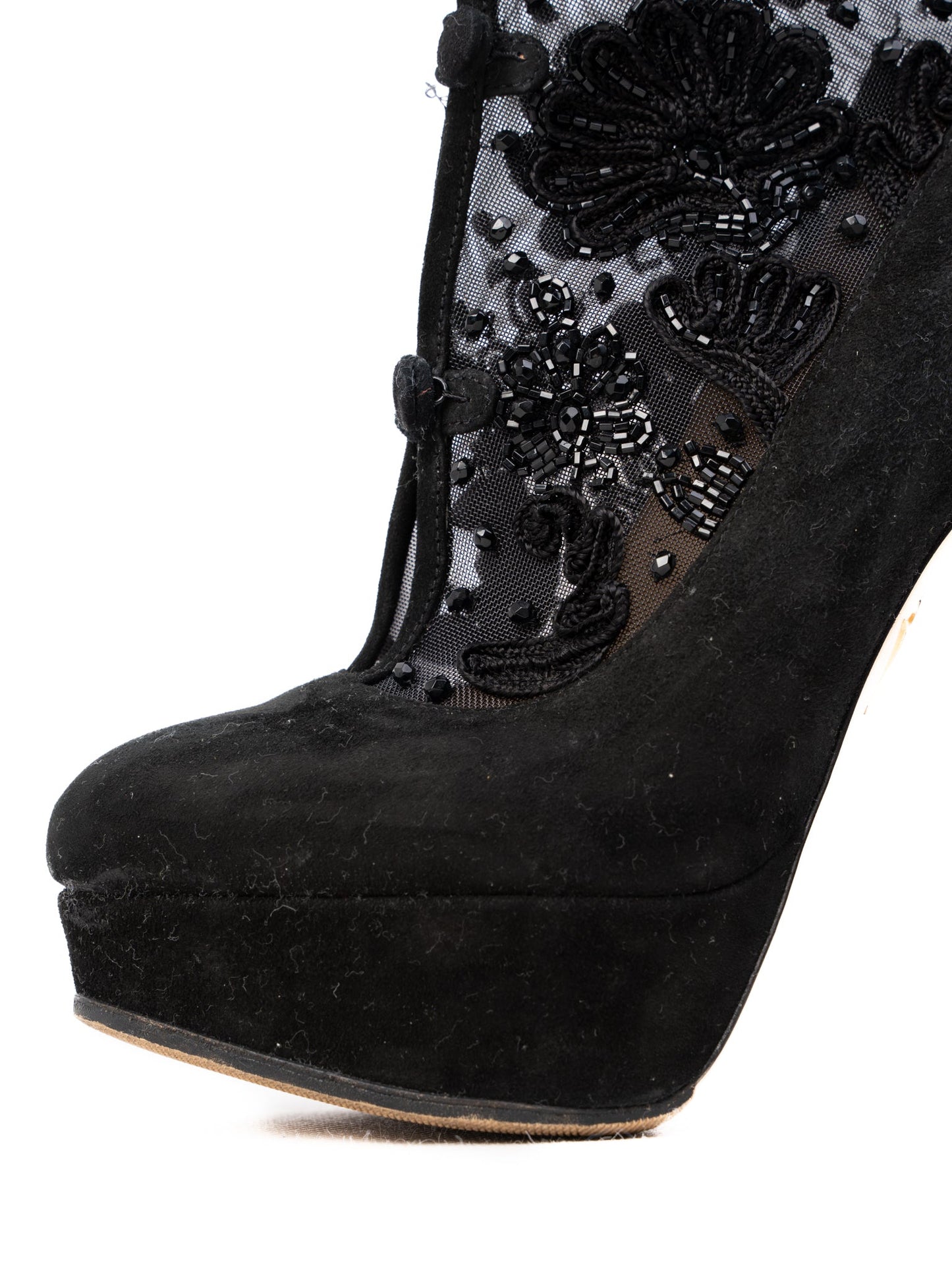 excellent charlotte olympia black leather ankle boots size 37