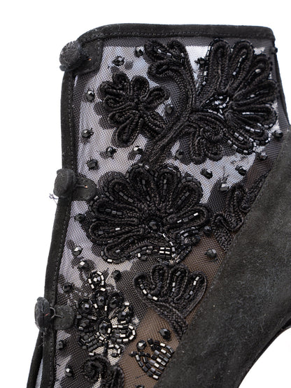 Excellent Charlotte Olympia Black Leather Ankle Boots Size 37