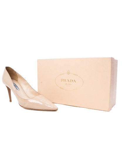 Good Prada White Leather Classic High-Heeled Pumps for Women