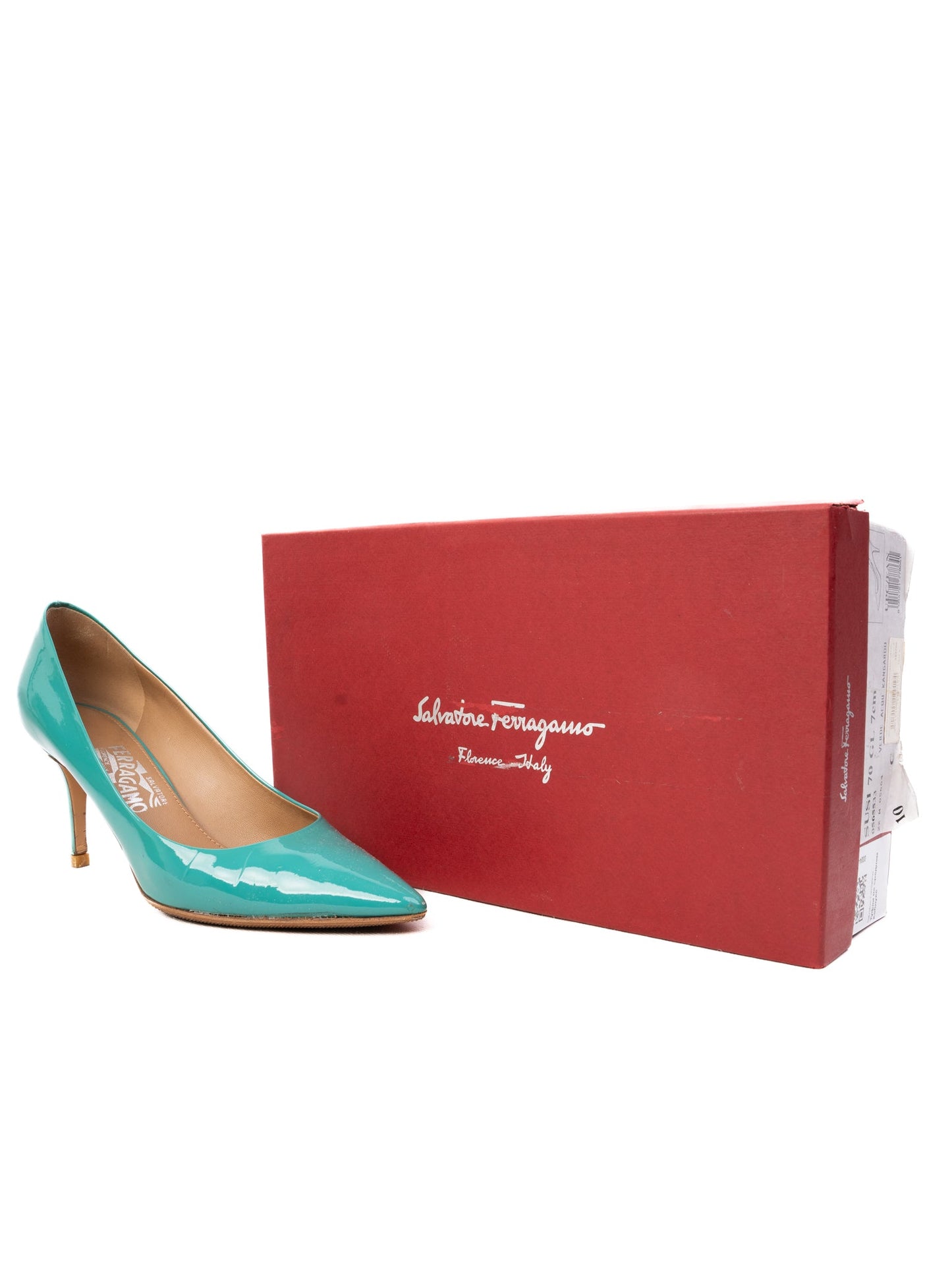 excellent salvatore ferragamo blue lacquer high-heeled shoes women
